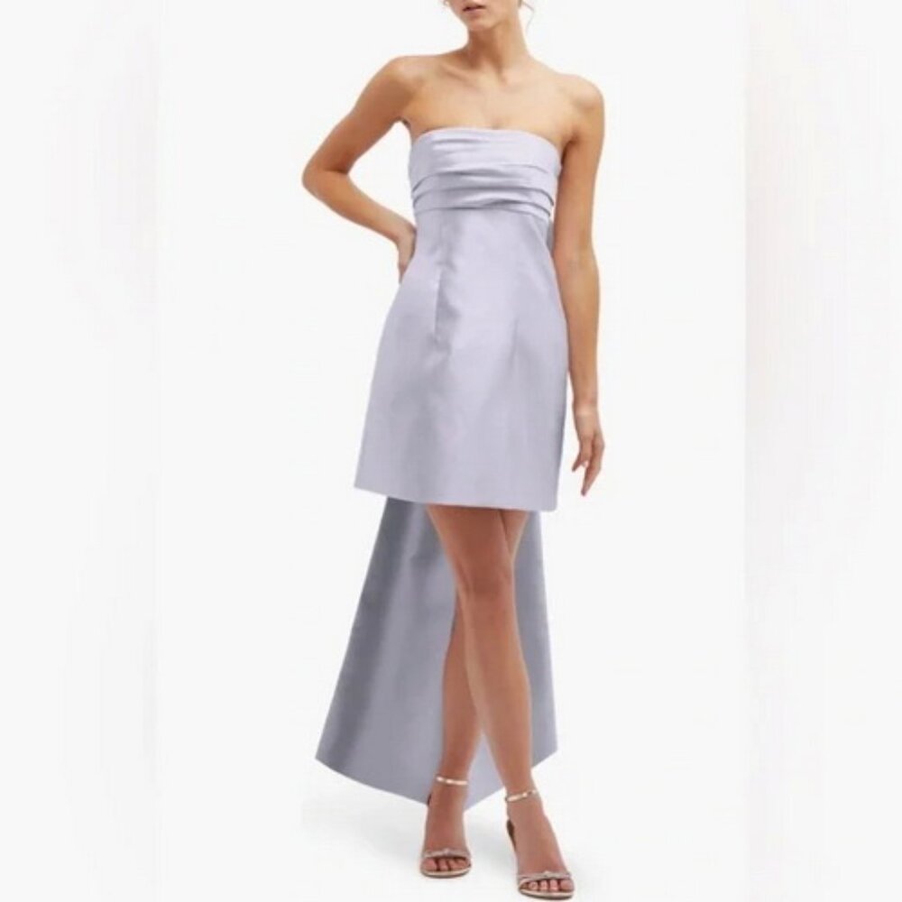 Alfred Sung Silver Dove Oversize Bow Back Strapless Minidress D857
